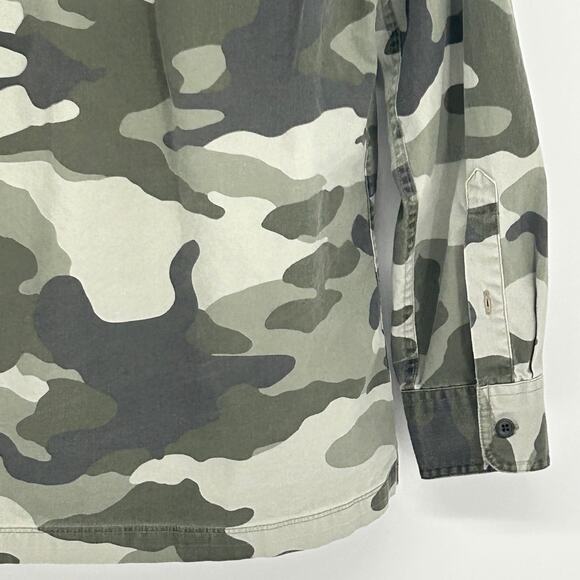 Gap Classic Fit Camo Long Sleeve Button Up Shirt Mens Medium Military Army Green - Picture 7 of 9